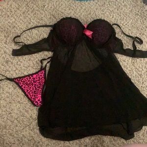 Black lingerie with matching thong